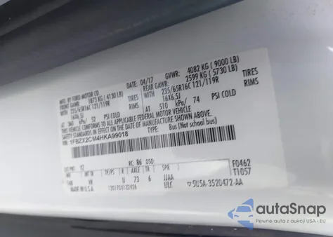 2017 Ford Transit-350 Xl z USA, uszkodzony, nr VIN 1FBZX2CM4HKA99018